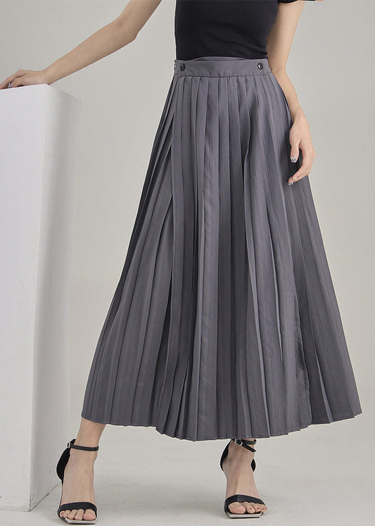 Stylish Grey Patchwork wrinkled Solid Skirt Spring
