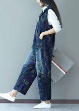 Load image into Gallery viewer, Stylish Navy Zippered Hooded Print Denim Jumpsuits Spring