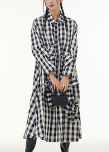 Load image into Gallery viewer, Stylish Plaid Peter Pan Collar Bow Patchwork Cotton Shirts Dresses Spring