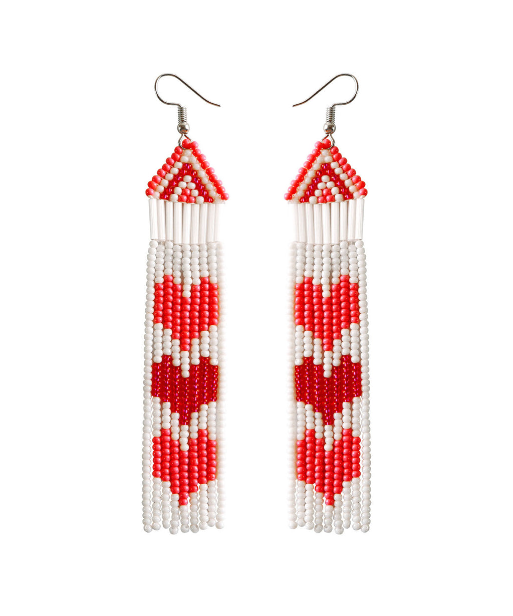 Stylish Red Hand Knitting Rice Ball Love Drop Earrings