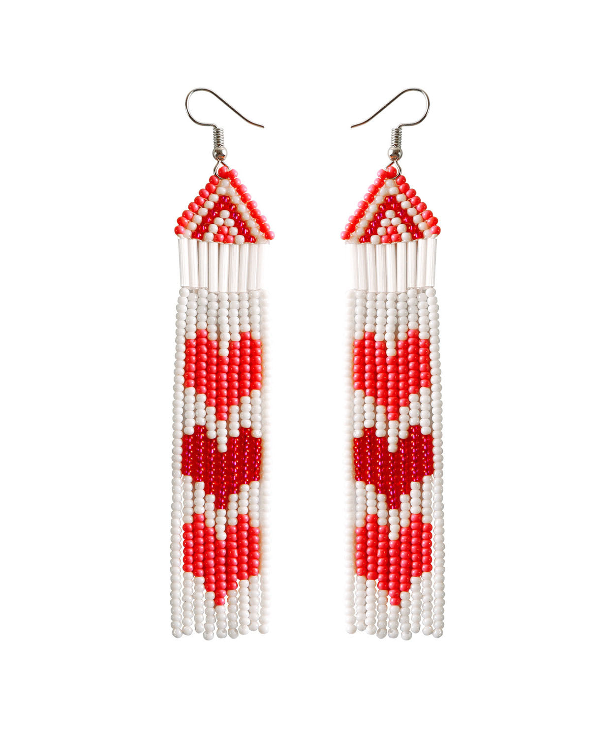 Stylish Red Hand Knitting Rice Ball Love Drop Earrings