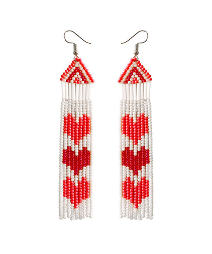 Stylish Red Hand Knitting Rice Ball Love Drop Earrings