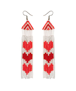 Stylish Red Hand Knitting Rice Ball Love Drop Earrings