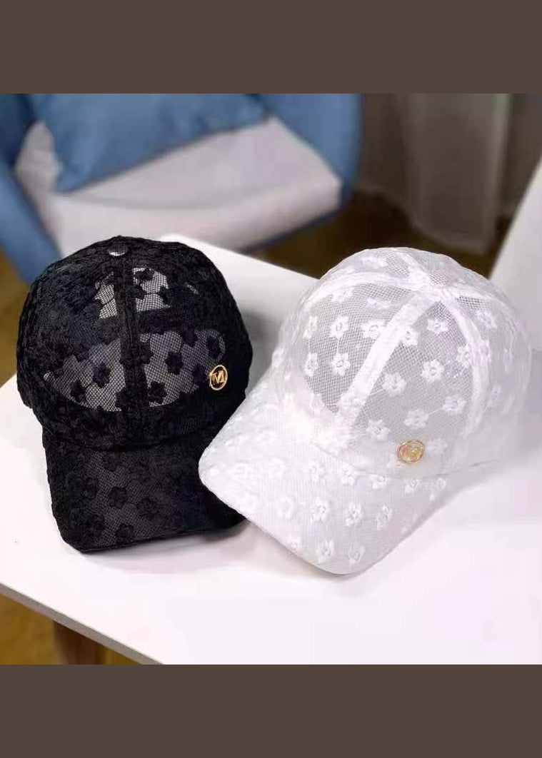 Stylish White Floral Embroidery Baseball Cap Hat