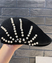 Load image into Gallery viewer, Summer Black Zircon Pearl Beret Hat