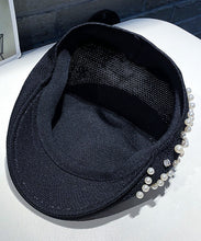 Load image into Gallery viewer, Summer Black Zircon Pearl Beret Hat
