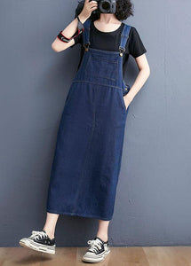 Summer Denim Large Pocket Strap Skirt