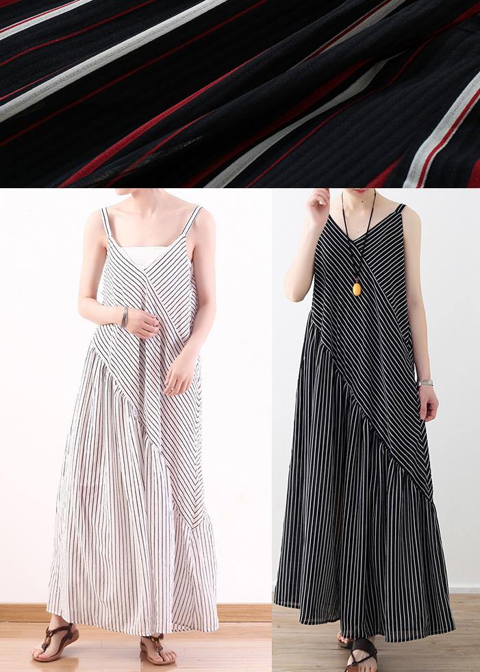 Summer New Sling Large Chiffon Black Striped Jumpsuit