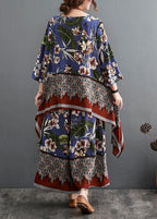 Summer Size Chiffon Hemp Retro Casual Wide Leg Pants Two Piece Set