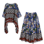 Summer Size Chiffon Hemp Retro Casual Wide Leg Pants Two Piece Set