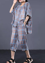 Load image into Gallery viewer, Summer retro plaid casual shirt denim two pieces