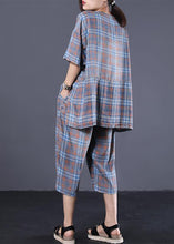 Load image into Gallery viewer, Summer retro plaid casual shirt denim two pieces