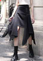 2022 Black Patchwork Skirt Asymmetrical Spring