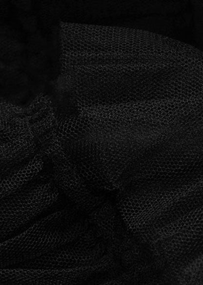 2022 Black Patchwork Tulle Skirt Spring