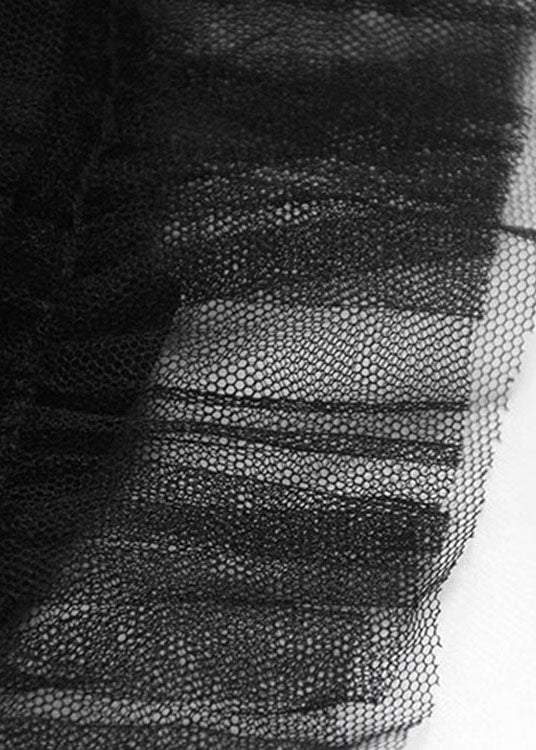 2022 Black Patchwork Tulle Skirt Spring