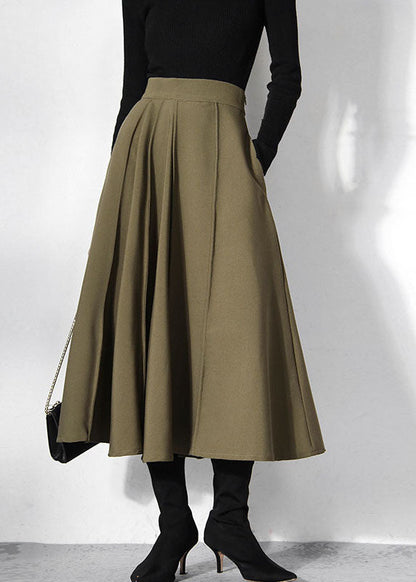 2022 Fitted Green pleated Skirts Spring