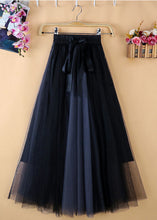 Load image into Gallery viewer, Unique Black Blue High Waist Patchwork Bow Tulle Skirt Summer