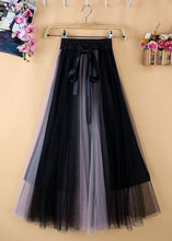 Load image into Gallery viewer, Unique Black Blue High Waist Patchwork Bow Tulle Skirt Summer