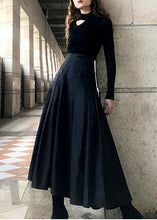 Load image into Gallery viewer, Unique Black Cinched Pockets A Line Summer Skirt
