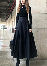 Load image into Gallery viewer, Unique Black Cinched Pockets A Line Summer Skirt