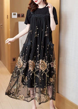 Load image into Gallery viewer, Unique Black Embroideried Patchwork Pockets Tulle Strap Dresses Summer