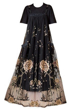 Load image into Gallery viewer, Unique Black Embroideried Patchwork Pockets Tulle Strap Dresses Summer