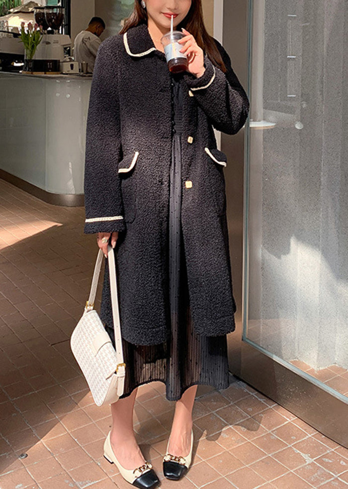 Unique Black Oversized Pockets Thick Teddy Coats Winter