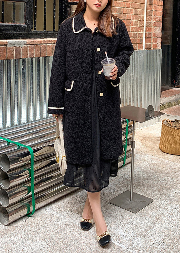 Unique Black Oversized Pockets Thick Teddy Coats Winter