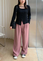 Unique Black Square Collar Asymmetrical Design Knit Blouse Top Fall