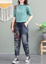 Load image into Gallery viewer, Unique Blue Cartoon Embroideried Pockets Patchwork Denim Pants Spring
