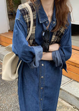 Load image into Gallery viewer, Unique Blue Peter Pan Collar Patchwork Denim Shirts Dresses Spring