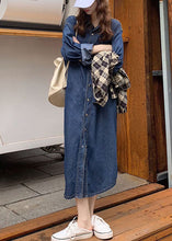 Load image into Gallery viewer, Unique Blue Peter Pan Collar Patchwork Denim Shirts Dresses Spring