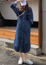 Load image into Gallery viewer, Unique Blue Peter Pan Collar Patchwork Denim Shirts Dresses Spring