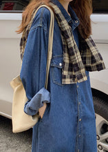 Load image into Gallery viewer, Unique Blue Peter Pan Collar Patchwork Denim Shirts Dresses Spring