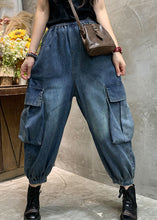 Load image into Gallery viewer, Unique Blue Pockets denim lantern Pants Spring