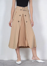 Load image into Gallery viewer, Unique Brown Pleated Summer Patchwork Skirt