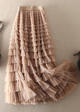 Load image into Gallery viewer, Unique Chocolate Apricot Patchwork wrinkled Tulle Skirts Spring