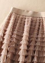 Load image into Gallery viewer, Unique Chocolate Apricot Patchwork wrinkled Tulle Skirts Spring
