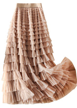 Load image into Gallery viewer, Unique Chocolate Apricot Patchwork wrinkled Tulle Skirts Spring