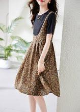 Load image into Gallery viewer, Unique Coffee O-Neck Patchwork Chiffon Long Dress Summer