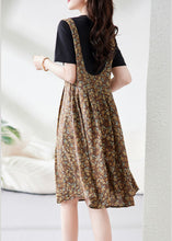 Load image into Gallery viewer, Unique Coffee O-Neck Patchwork Chiffon Long Dress Summer