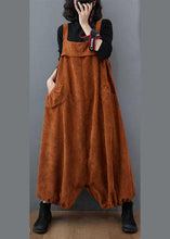 Load image into Gallery viewer, Unique Chocolate Pockets lantern Corduroy Jumpsuit Spring
