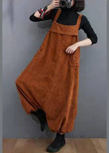 Load image into Gallery viewer, Unique Chocolate Pockets lantern Corduroy Jumpsuit Spring