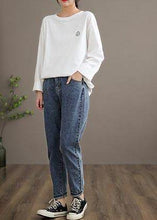 Load image into Gallery viewer, Unique Denim Dark Blue High Waist Spring Elastic Waist Pattern Wild Pants