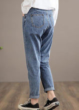 Load image into Gallery viewer, Unique Denim Dark Blue High Waist Spring Elastic Waist Pattern Wild Pants
