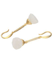 Load image into Gallery viewer, Unique Gold Sterling Silver Overgild Jade Zircon Drop Earrings