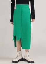 Load image into Gallery viewer, Unique Green Asymmetrical Patchwork Skirts Spring