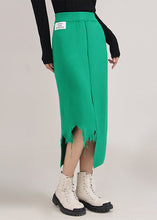 Load image into Gallery viewer, Unique Green Asymmetrical Patchwork Skirts Spring