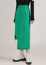 Load image into Gallery viewer, Unique Green Asymmetrical Patchwork Skirts Spring