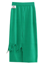 Load image into Gallery viewer, Unique Green Asymmetrical Patchwork Skirts Spring